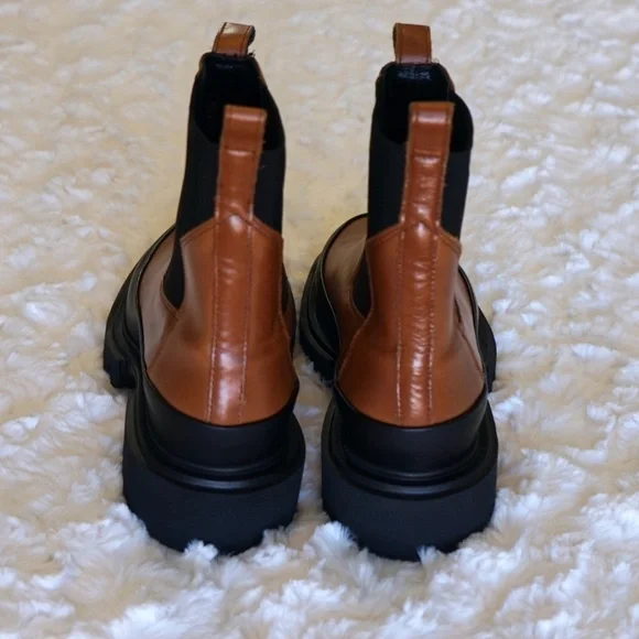 All Saints Harlee Lug Sole Chelsea pull on Leather Boot  - Tan brown - 37/ 7US - Picture 8 of 11